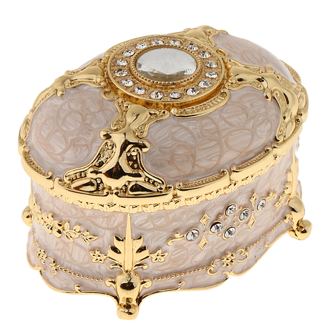 Luxury Vintage Metal Jewelry Box Ring Trinket Case Christmas Birthday Gift ► Photo 1/6