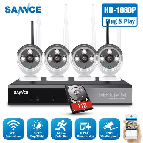 SANNCE 4CH Wireless NVR CCTV System 720P IP Camera WIFI Weatherproof IR Night Vison CCTV Home Security Camera Surveillance Kit ► Photo 1/1