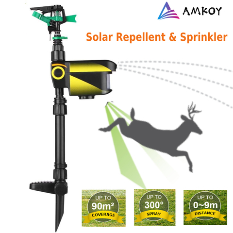 Solar Powered Motion Activated Powerful Eco-Friendly Jet Spray Animal Repeller Automatic Spray Garden Pest Control Repellent ► Photo 1/6