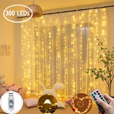 LED Garland String Light On Window Decoration String Fairy Curtain Garlands Strip Wedding Birthday Valentines day Party Lights ► Photo 1/6