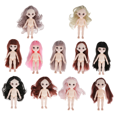 13 Jointed Articulated Movable Ball Jointed Doll Body with Hair Wig DIY Parts Accessory 16cm ► Photo 1/6