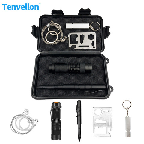 Military Survival Kits Disaster relief Supplies Flashlight Tactical Pen Self Defense Supplies Whistle Saw Outdoor Camping Kit ► Photo 1/6