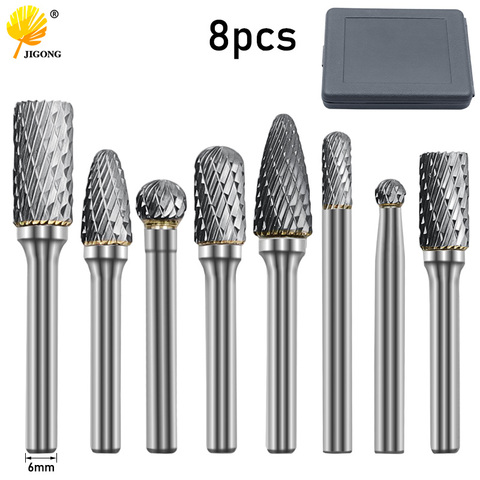 8pcs 1 set of 6mm to 12mm carbide burr drill bits for CNC engraving 1/4