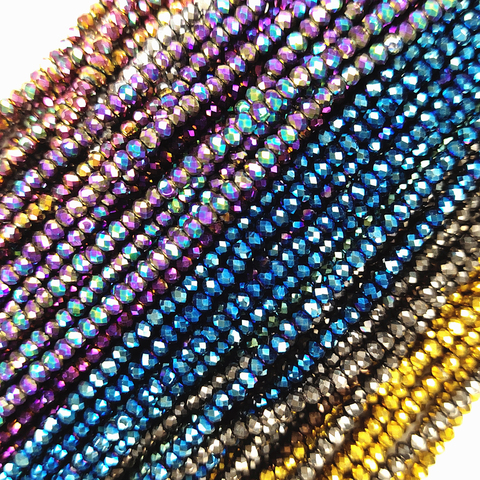 Top quality All Colors 1.5*2mm Rondelle Faceted Crystal Glass Beads Loose Spacer Round Bead For Jewelry Bracelet Necklace Making ► Photo 1/6