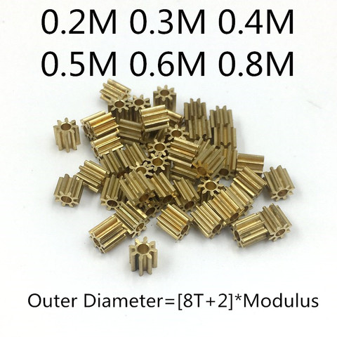 New Arrival 0.2M 0.3M 0.4M 0.5M 0.6M 0.8M 8T metal pinion gear brass M0.6 for 2.0mm / 3.0mm 1.0mm 1.5mm shaft size motors ► Photo 1/2