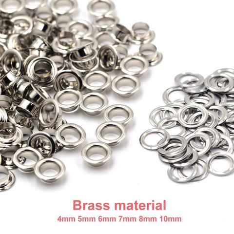 100sets Brass Material Silver 4mm 5mm 6mm 7mm 8mm 10mm Grommet Eyelet With Washer Fit Leather Craft Shoes Belt Cap Accessories ► Photo 1/6