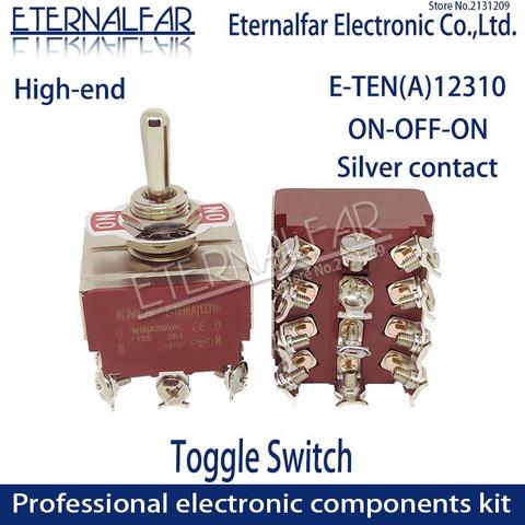 High-end E-TEN(A)13210 Quality Silver Contact 4PDT 12MM 16A 250V AC ON-OFF-ON 12 Pin Reset Rocker Toggle Slide Switch Waterproof ► Photo 1/5