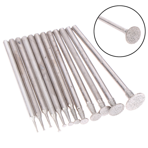 12Pcs 2.3 Shank Diamond Grinding Burr Needle Point Engraving Carving Polishing Glass Jade Stone Drill Bit Rotary Tool Set ► Photo 1/6