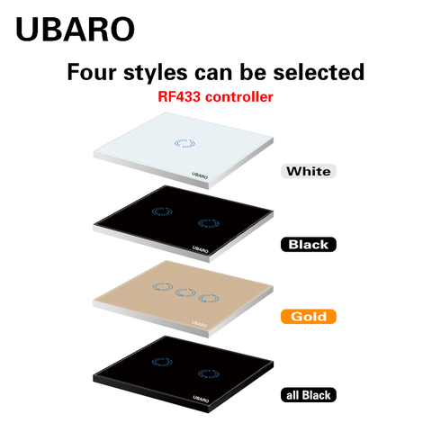 UBARO RF433 Wireless Transmitter Controller 86*86mm Tempered crystal Glass Panel 1/2/3 Key Only Remote Control Panel ► Photo 1/1