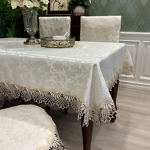 Rectangle Dinning Tablecloth Luxury Embroidery Lace Round Table Cover Flower Elegant Hollow Out Table Cloth Table Flag Towels ► Photo 1/6