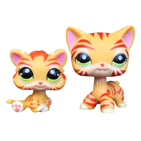 LPS CAT LPSCB Custom-Made Baby with Old Pet Shop Toys Standing Short Hair Cat #1451 orange striped Tiger Kitten ► Photo 1/6
