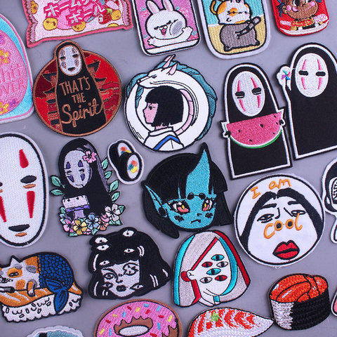 Japan Pacth Cartoon Anime Iron On Patches For Clothing Japanese Style Embroidery Patch DIY Faceless Man Applique Stickers Badge ► Photo 1/6