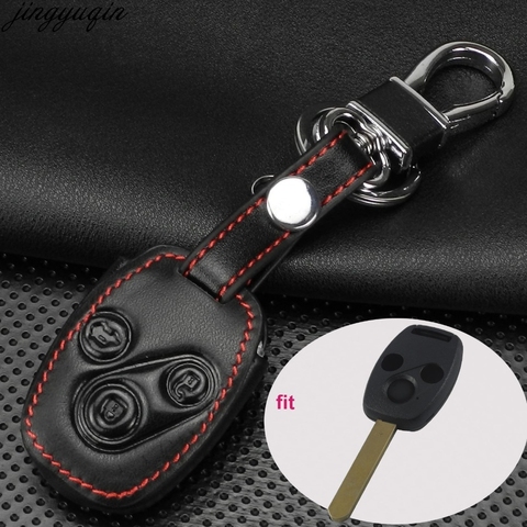Remote 3 Buttons Leather Key Chain Ring Car Key Cover Case Holder For Honda Cr-V Civic Insight Ridgeline 2003 2008 2009 Accord ► Photo 1/4