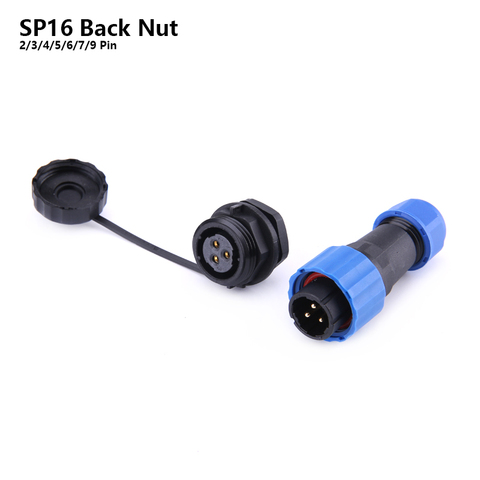SP16 IP68 Waterproof Connector Male Plug & Female Socket 2/3/4/5/6/7/8/9 Pin Panel Mount Wire Cable Connector Aviation Plug ► Photo 1/6