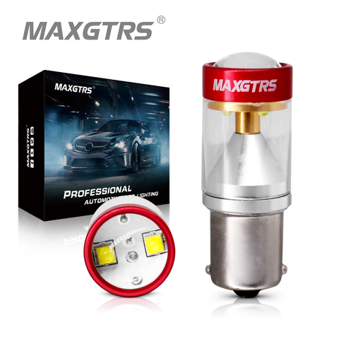 MAXGTRS 2x 1156 LED BA15S P21W S25 Led Chips 6000K White Red Yellow Brake Tail Lights Reverse Stop Lamp DRL Car Tail Bulb LENS ► Photo 1/6