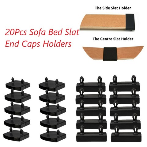 20Pcs Plastic Sofa Bed Slat End Caps Holders Replacement for Holding and Securing Single/Double Centre Cap Slats Bed Base Black ► Photo 1/6