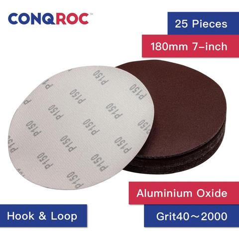 25 Pieces 7-Inch 180mm Sander Discs Sandpaper Hook Loop Sanding Paper Grit 40~2000 Woodworking Abrasive Tools ► Photo 1/6