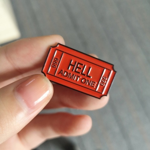 Gothic Jewelry Hell Admit One 666 Ticket Soft Enamel Pin Lapel Pins Brooch Badge ► Photo 1/6