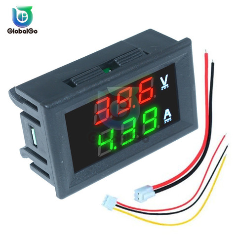 Mini Digital Voltmeter Ammeter DC100V 10A Panel Amp Volt Voltage Current Meter Tester Blue Red Dual LED Display Voltmeter Tool ► Photo 1/6