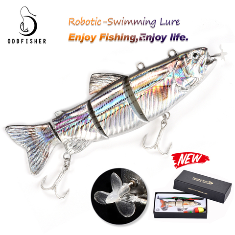 Robotic Swimming Lures Fishing Auto Electric Lure Bait Wobblers For  4-Segement Swimbait USB Rechargeable Flashing LED light ► Photo 1/6