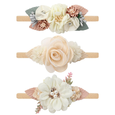 Floral Baby Girl Headbands Newborn Baby Elastic Princess Hairbands Kids Pearl Flower Fresh Style Cute Hair Accessories  diademas ► Photo 1/6