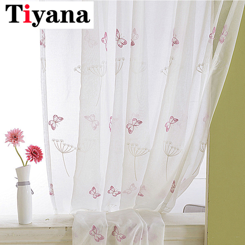 Embroidered Butterfly Tulle Curtains for Kitchen Bedroom Sheer Dandelion Window Drapes Panels for Girls Room Living Room P266Z ► Photo 1/6