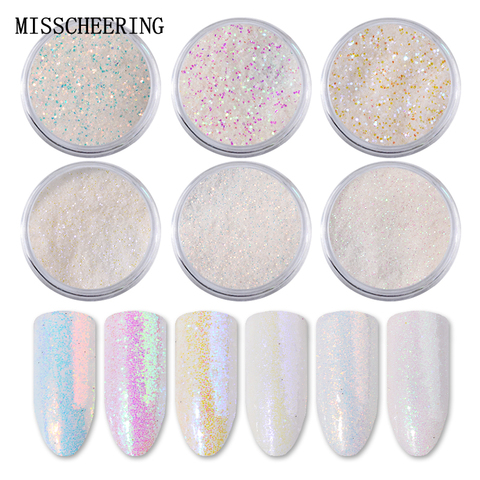 6pcs/set Unicorn Aurora White Sequins Nail Art Glitter Powder Mermaid Dust Small Flakes Decorations For DIY Nails Glitters ► Photo 1/6