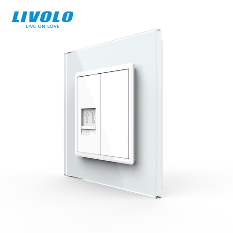Livolo EU Standard Manufacture Telephone  Wall Outlet plug Socket, Crystal Glass Panel, tel plugs ► Photo 1/6