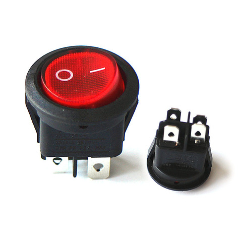 KCD1 20MM Round Rocker Switch Square Base 4 Pins AC 250V 6A 125V 10A Black Red Color ON/OFF 4 Feet Power Switches ► Photo 1/6