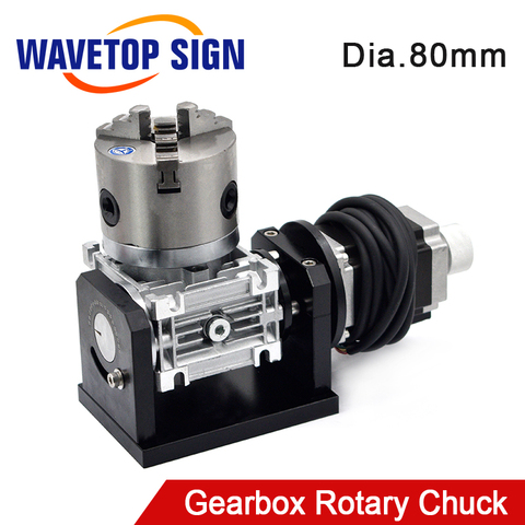 WaveTopSign Gearbox Rotary Worktable Chuck 80mm for Laser Marking Welding Cutting Machine ► Photo 1/6