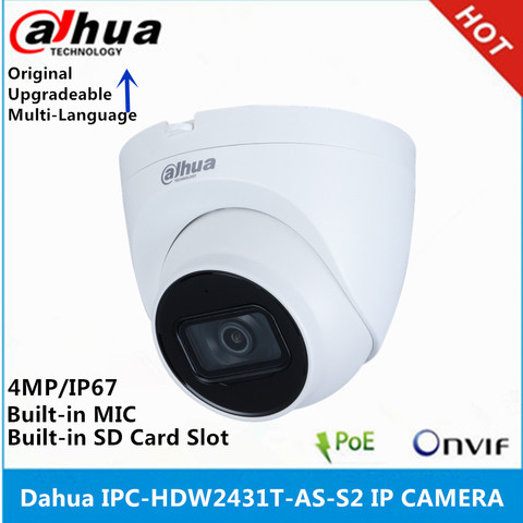 Dahua IPC-HDW2431T-AS-S2 4MP POE Built in MiC & SD Card Slot IR 30M Starlight Camera & IPC-HDW4433C-A 4MP Built-in MIC IP Camera ► Photo 1/4