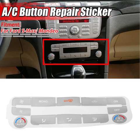 Silver Car Air Condition A/C Climate Control Button Repair Sticker Decal ForFord S-Max/ For Mondeo Car Stickers Fix Ugly Button ► Photo 1/6