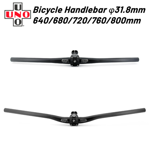 UNO MTB Aluminum Bicycle Handlebar Flat or Rise Handlebar Mountain Bike 31.8*640/680/720/740/760/800mm Steering Wheel Bicycle ► Photo 1/6