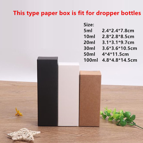 100pcs - 10ml/20ml/30ml/50ml/100ml  Blank White Black Kraft Paper Box for Dropper Bottle Cosmetics Party Gift Boxes valve tubes ► Photo 1/6