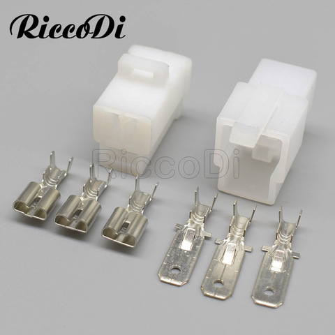 5/10/50Sets 3Pin 6.3 Type Automotive Wiring Harness Plug Connector With Pins 6120-2033 6110-4533 ► Photo 1/6