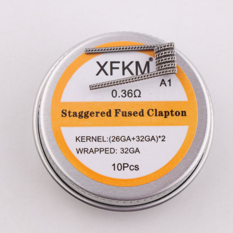 NEW XFKM 10pcs Prebuilt Coil Half Staggered Fused Clapton Coil 0.27ohm 32GA Heating Wire for RDA RBA DIY Tank ► Photo 1/6