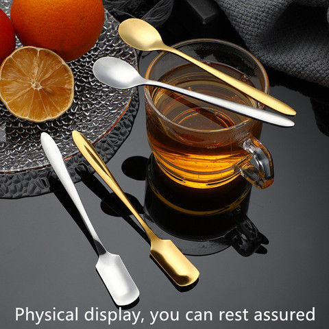 Stainless steel ice cream sugar tableware coffee dessert spoon golden kitchen teaspoon fruit salad spoon smoothie spoon ► Photo 1/6