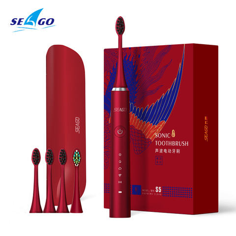 SEAGO USB charging Sonic Electric Toothbrush 5 Mode Waterproof Fast chargeable Electric Tooth Brush Head Adult  S2  Couple Gift ► Photo 1/6