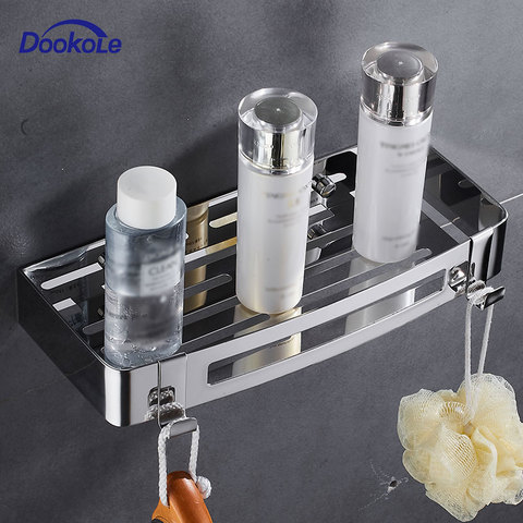 Bathroom Corner Shelf with 2-Hooks, SUS304 Stainless Steel Shower Caddy Organizer Triangle Shelf for Shampoo Conditioner ► Photo 1/6