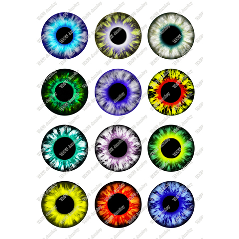 24pcs/lot Colorful Eye Pupil 10mm 12mm 14mm 16mm 18mm 20mm 25mm Round Photo Glass Cabochon Demo Flat Back Making Findings T102 ► Photo 1/3