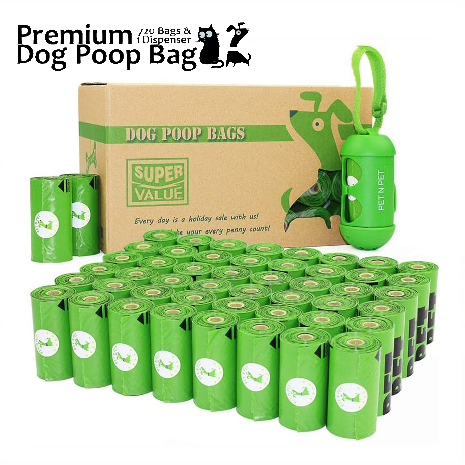 PET N PET Dog Poop Waste Bags With Dispenser 720 Counts Biodegradable Poop Bag Rolls