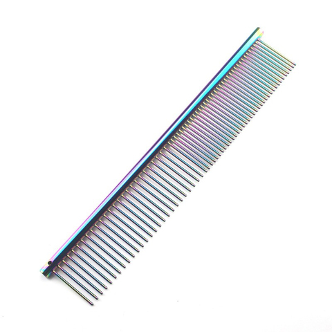 Colorful Piano Paint Professional Anti-Corrosion Grooming Comb For Dogs Cats Tapered Stainless Steel Pins Pet Grooming Supplies ► Photo 1/6