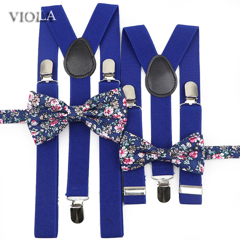 Vintage Floral Suspender Bowtie Sets Men Women Boy Girl Kids Party Wedding straps Braces Cotton Butterfly Male Pants Accessories ► Photo 1/6