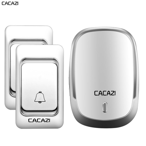 CACAZI Wireless Doorbell DC Battery Operated Waterproof 200M Remote Smart Home Door Ring Bell chimes 1 2 Button 1 2 3 Receiver ► Photo 1/6