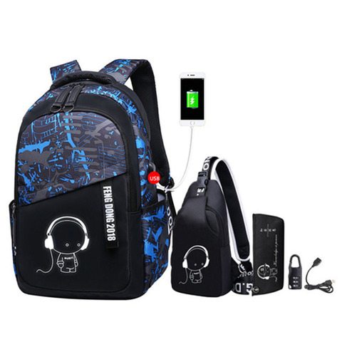 Luminous oxford school bags for teenage boys large backpack for teenagers bagpack high school backpack student casual travel bag ► Photo 1/6