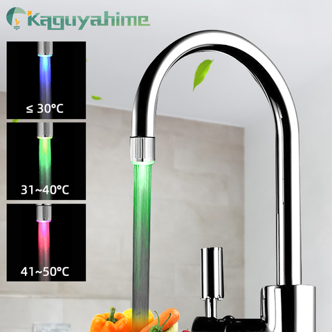 =(K)= Water Faucet LED Colorful Shower Head Accessories Glow Tap Nozzle For Bathroom Kitchen Temperature Control Light 3 Colors ► Photo 1/6