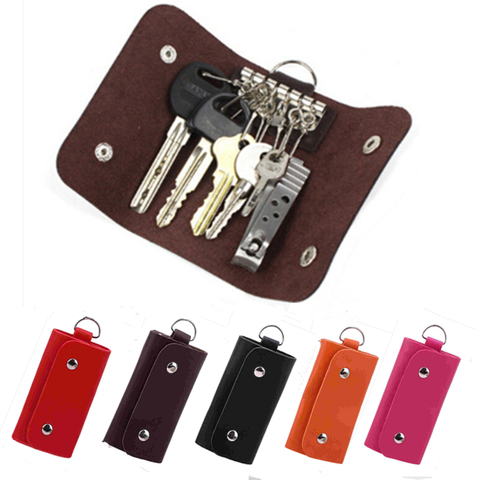 PU Leather Housekeeper Key Holders Car Keychain Key Wallet Ring Keys Bag Case Cover Leather Key Holder Keychain For Women Men ► Photo 1/6