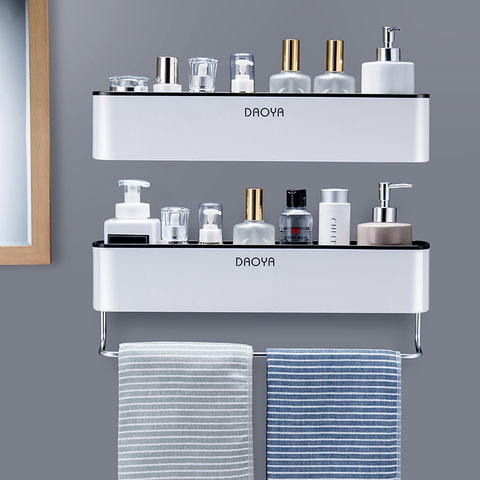 Bathroom Shelf Shower Caddy Organizer Wall Mount Shampoo Rack With Towel Bar No Drilling Kitchen Storage Bathroom Accessories ► Photo 1/6