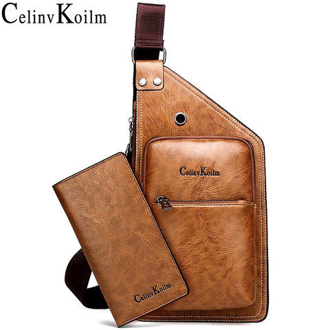 Celinv Koilm Famous Brand Man's Sling Bag Leather Men Chest Bags Fashion Simple Travel Crossbody Bag For Young Man Messenger Bag ► Photo 1/6