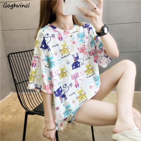 Half Sleeve T-shirts Summer Women Printed Chic Ins Retro Plus Size 2XL Oversize Club Tees Womens Korean Style Fashion Hip-hop BF ► Photo 1/6